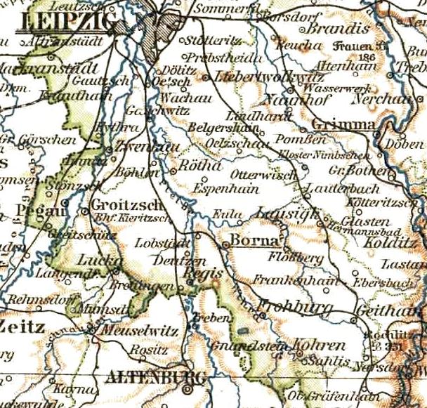 Karte Amtshauptmannsschaft Borna